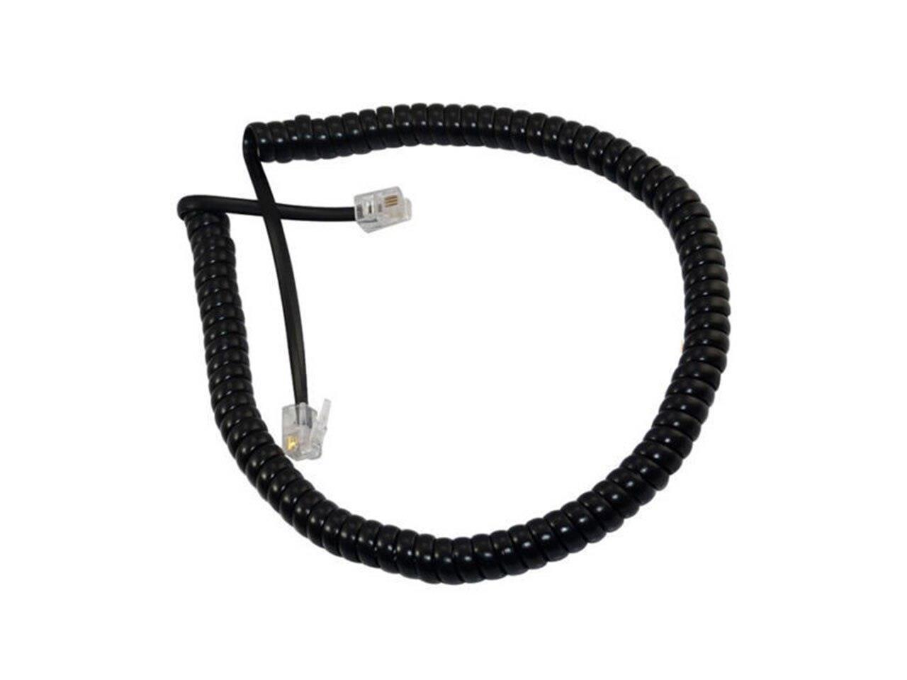 Black 10Ft 3M Telephone RJ11 Spiral Coiled Phone Handset Cord Extension Cables