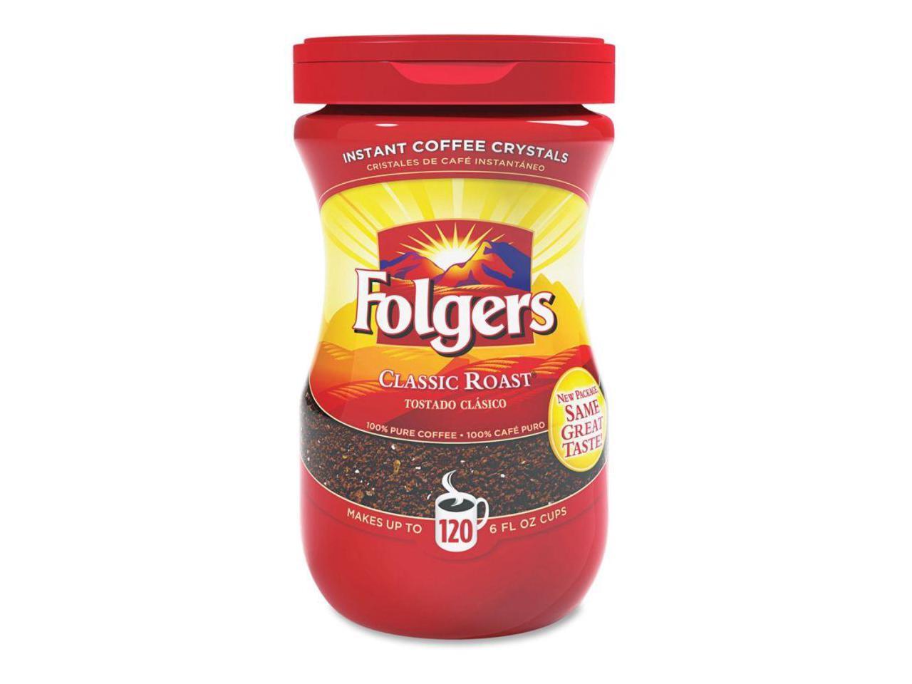 Instant Coffee Crystals Folgers Regular 8 oz Dark Brown 20629