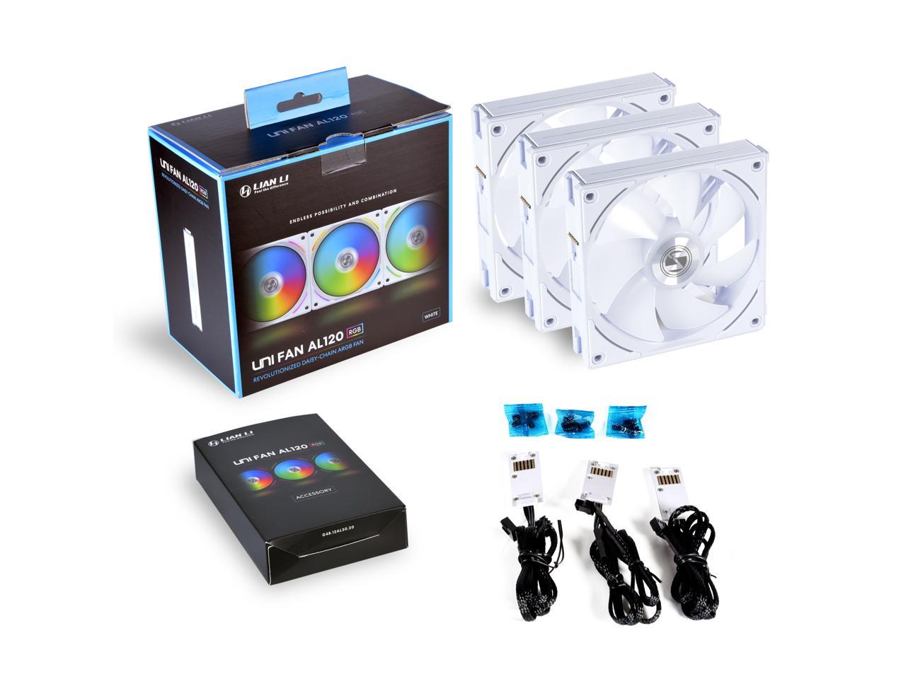 LIAN LI UNI FAN AL120 RGB WHITE 3X 12CM FAN PACK WITH CONTROLLER ---UF