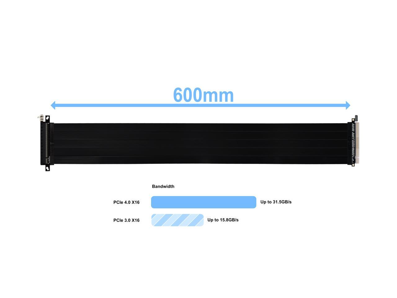 LIAN LI Premium PCI-E 16X 4.0 Black Extender Riser Cable 600 mm , Black  Color ---PW-PCI-4-60X