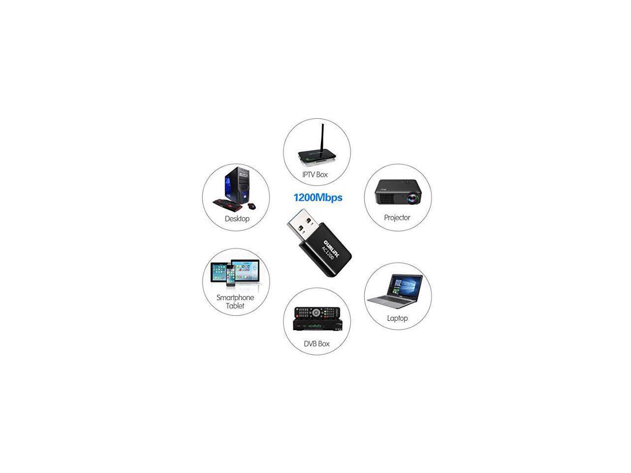 OURLiNK USB WiFi Adapter 1200Mbps USB 3.0 Wireless Network WiFi Dongle