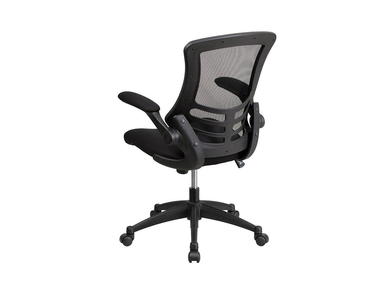 Mid-Back Black Mesh Swivel Ergonomic Task Office Chair with Flip-Up Arms, BIFMA Certified 