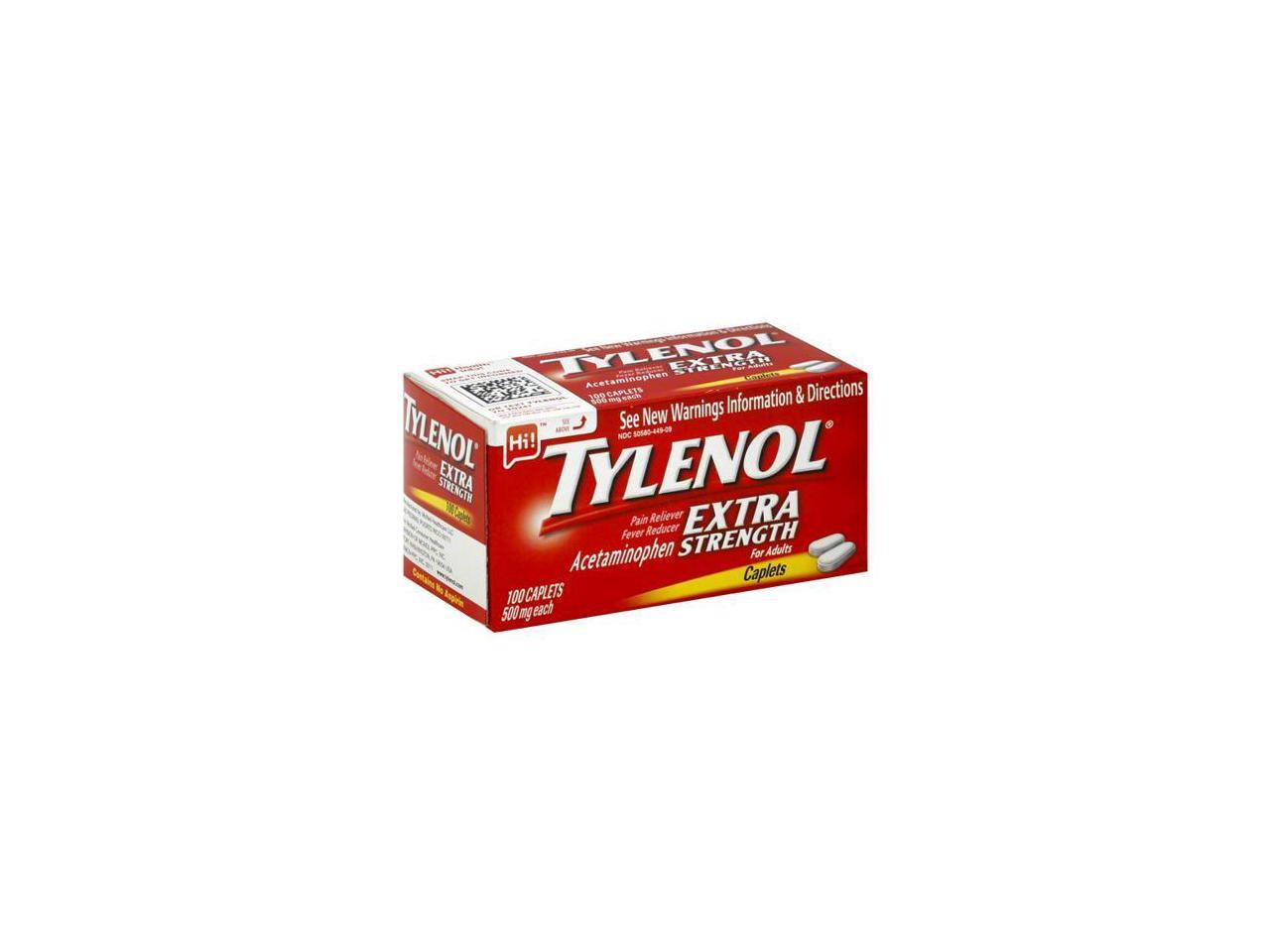 Tylenol Extra Strength 1 box of 100 caplets Pain Reliever, Fever