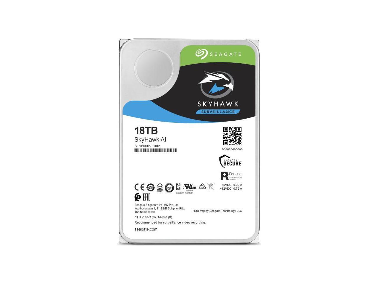 Seagate SkyHawk AI ST18000VE002 18 TB Hard Drive 3.5" Internal SATA SATA/600