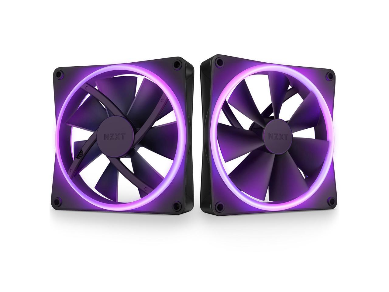 NZXT F140RGB Duo - 140mm Dual-sided RGB Fan - Twin Pack (Black) w/RGB ...