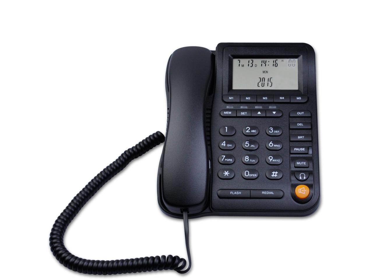 Wired Corded Telephone,Desktop Landline Telephone FSK//DTMF Home Phone for Home//Hotel//Office White