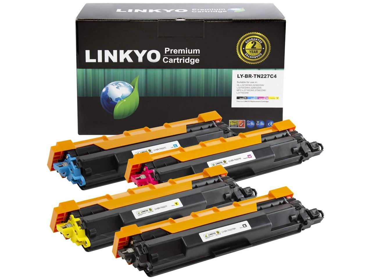 LINKYO Compatible Toner Cartridge Replacement for Brother TN227 High Yield TN223 TN227BK TN227C TN227M TN227Y Black, Cyan, Magenta, Yellow, 4-Pack