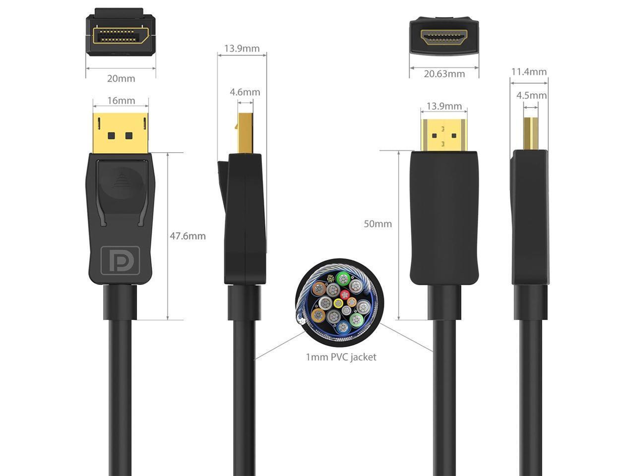 aibileec DisplayPort to HDMI Display Cable, 4K DisplayPort (DP) to HDMI
