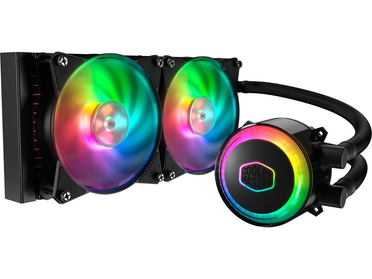 Cooler Master Masterliquid Ml240r Addressable Rgb Aio Cpu Liquid Cooler 28 Independently Controlled Leds Robust Sleeved Fep Tubing Dual 1mm Argb Air Balance Mf Newegg Com