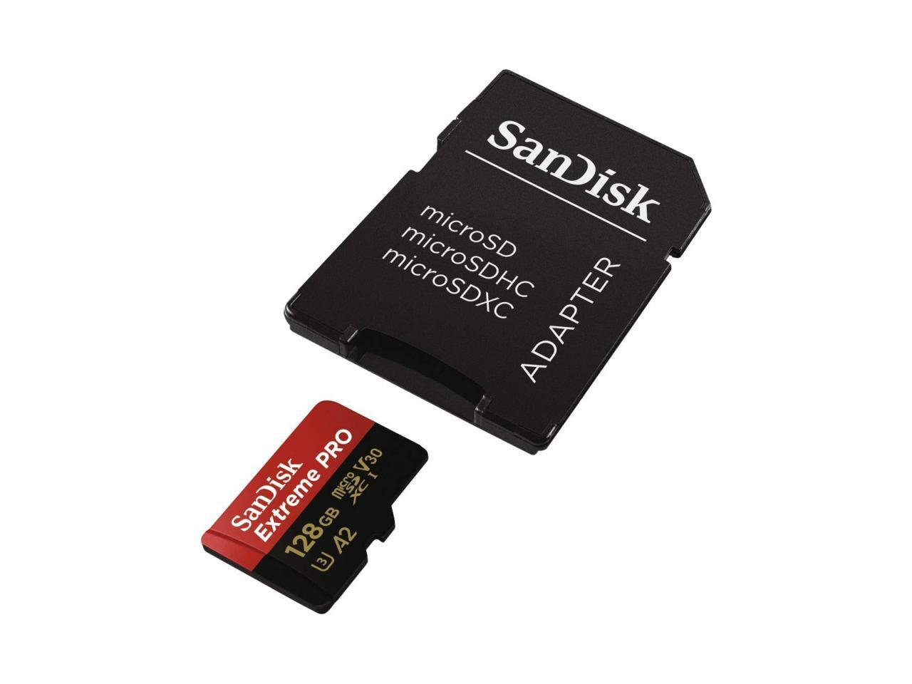 SanDisk 128GB Extreme Pro microSDXC V30 A2 UHSI/U3 CL10 TF Memory Card