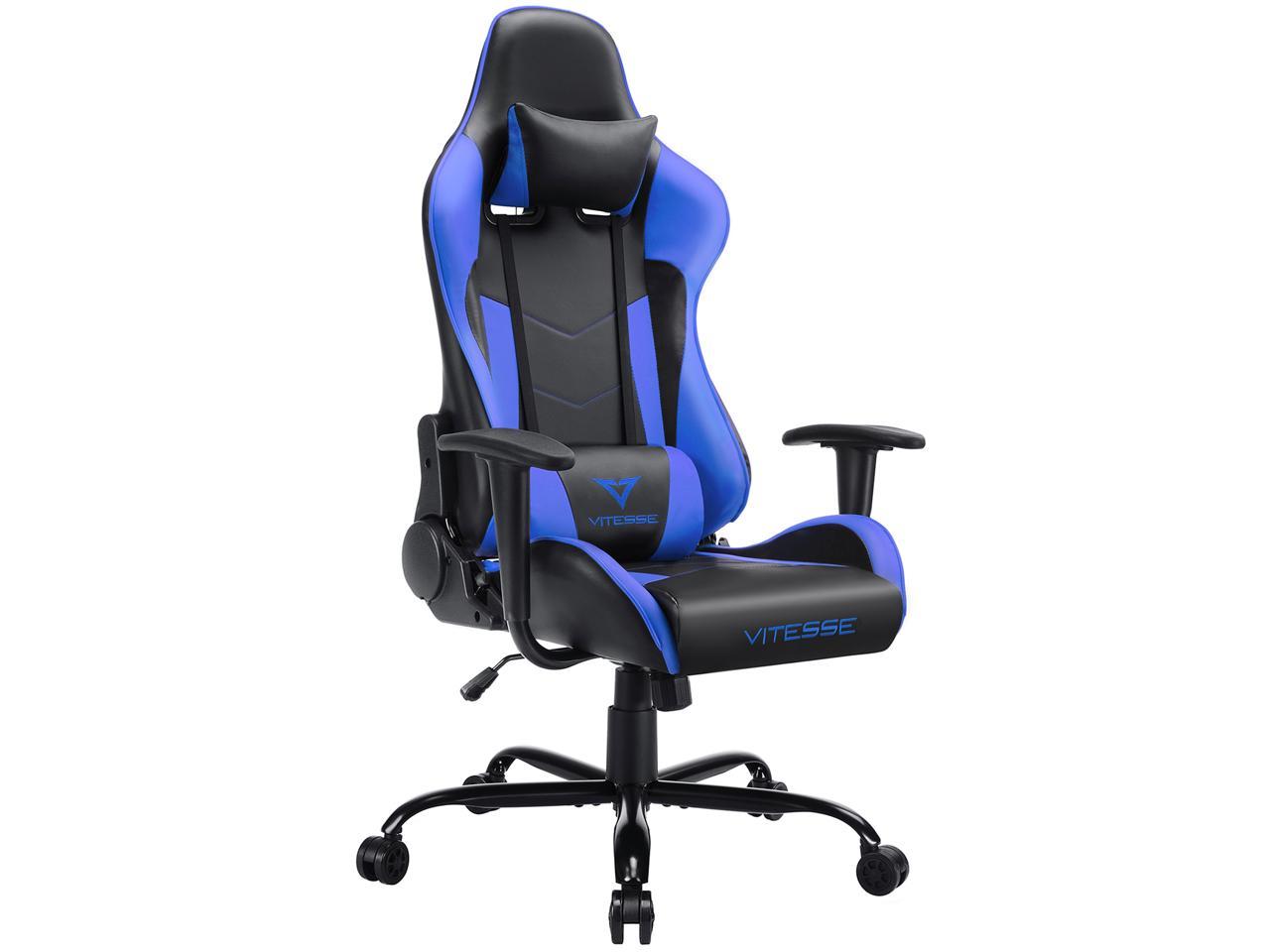 Vitesse Gaming Office Chair Ergonomic Desk Chair High Back Racing Style Computer Chair Swivel Executive Leather Chair With Lumbar Support And Headrestblue Neweggcom