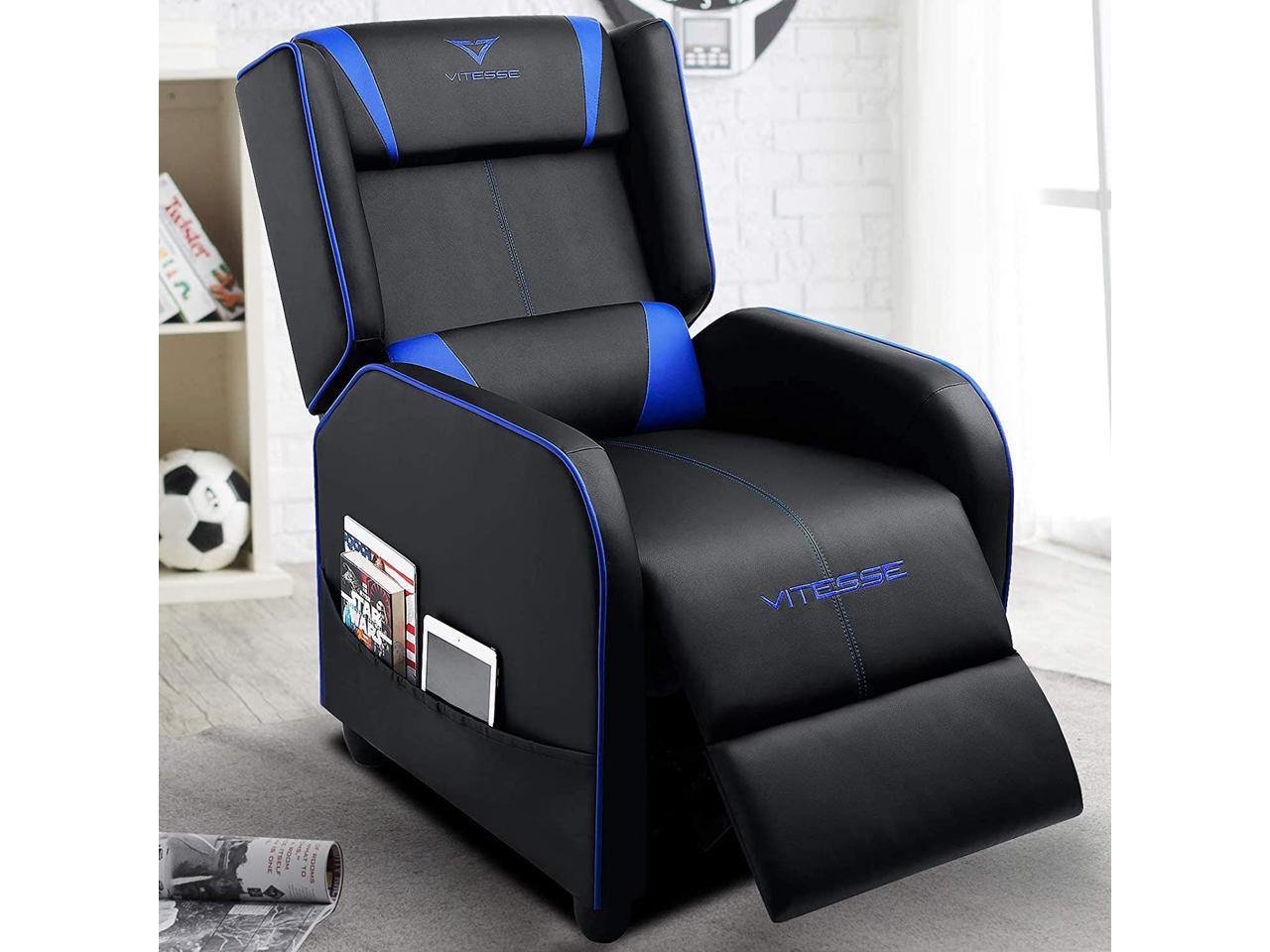 Obedient Soft feet Converge Vitesse Gaming Recliner Chair Ergonomic Racing Style - Blue - Newegg.com