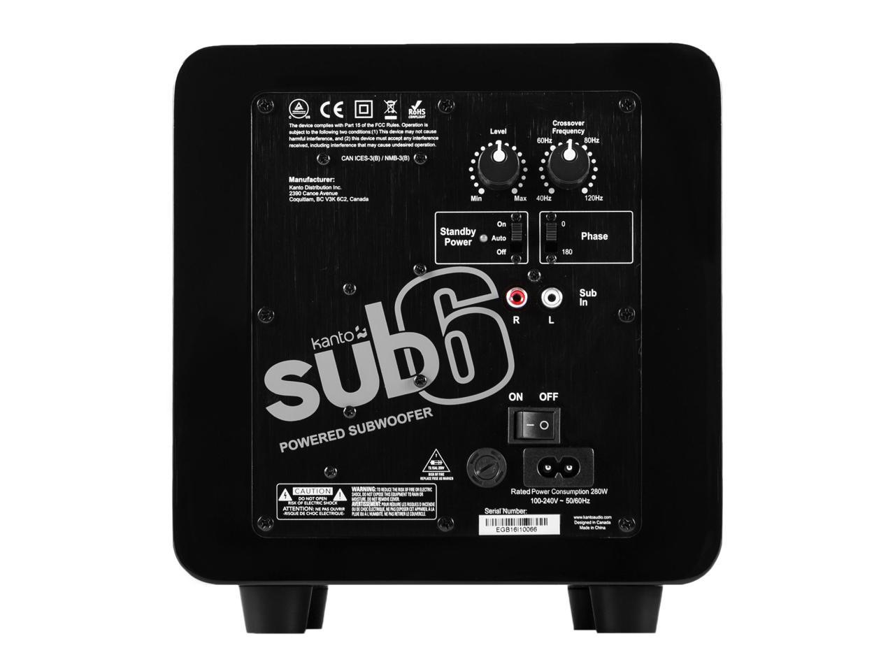 Kanto SUB6 6-inch Powered Subwoofer Matte White 