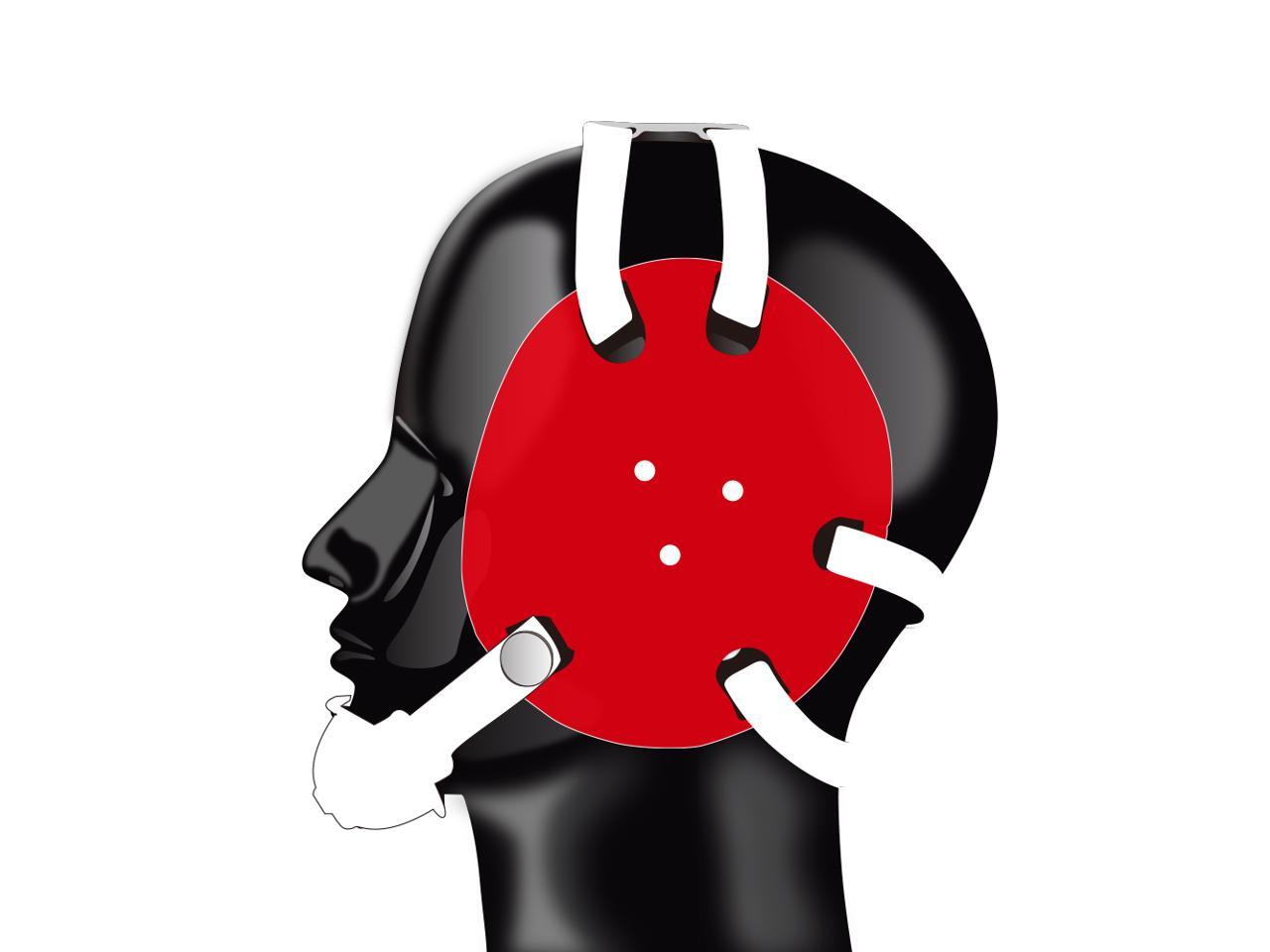 Geyi Wrestling Headgear with chin cup Red