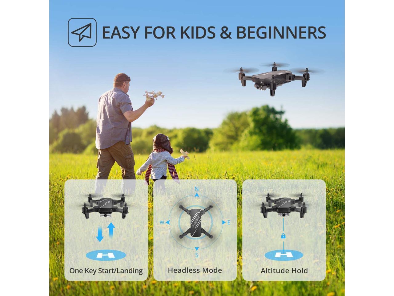 Silver 3D Flips 2 Batteries Headless Mode One Key Start Speed Adjustment DEERC D20 Mini Drone for Kids with 720P HD FPV Camera Remote Control Toys Gifts for Boys Girls with Altitude Hold 
