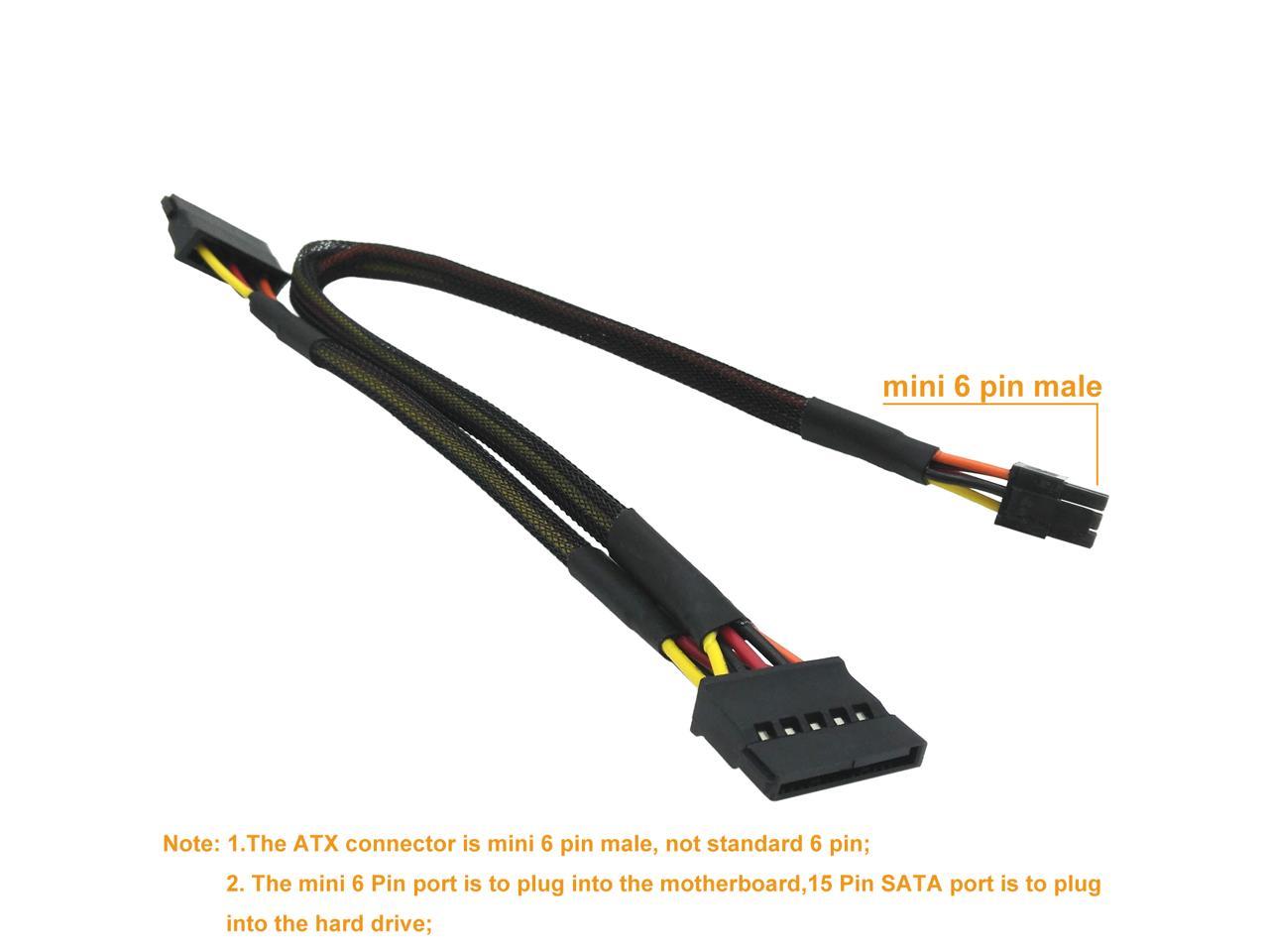 46cm Motherboard ATX Mini 4 Pin to 2X Right-Angle 15 Pin SATA Hard Drive HDD Power Supply Adapter Cable for Lenovo 18-inch 2-Pack COMeap 
