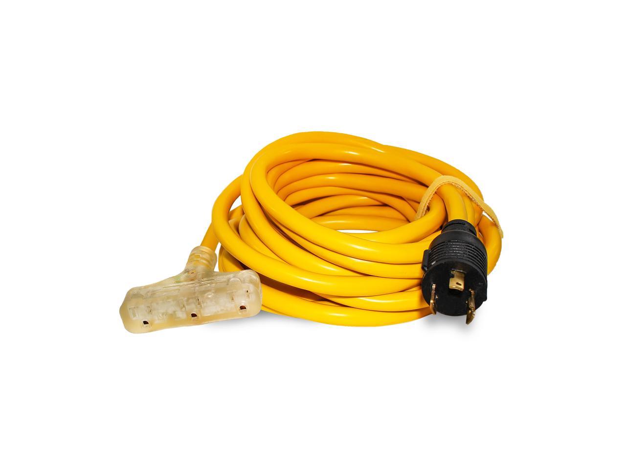 Qvs PC3PX-10 10ft 3 Outlet 3 Prong Power Cabl Extension Cord Ac Male To Female 