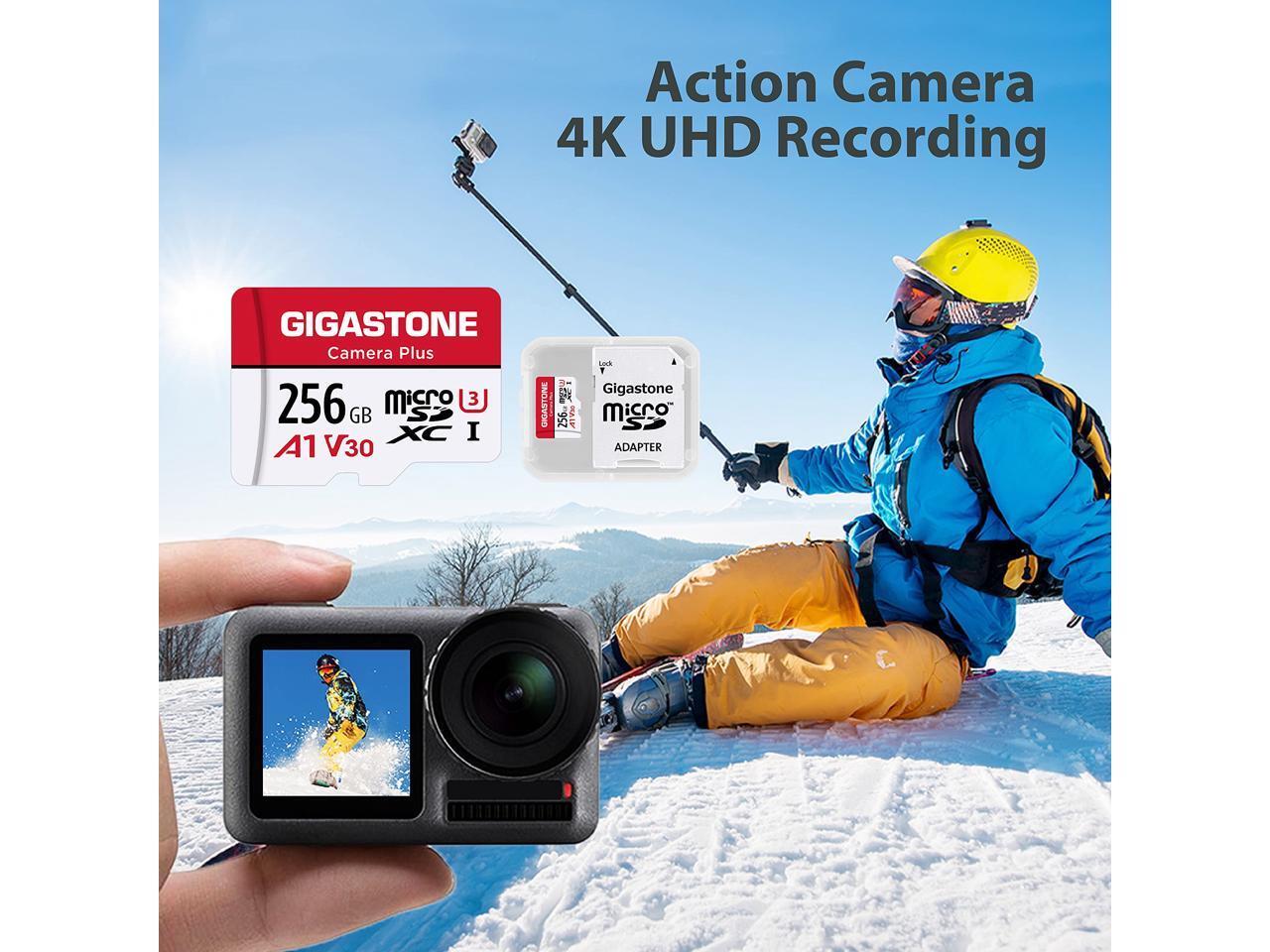 Gigastone 256GB Micro SD Card, Camera Plus, GoPro, Action Camera, Sports Camera, A1 Run App for