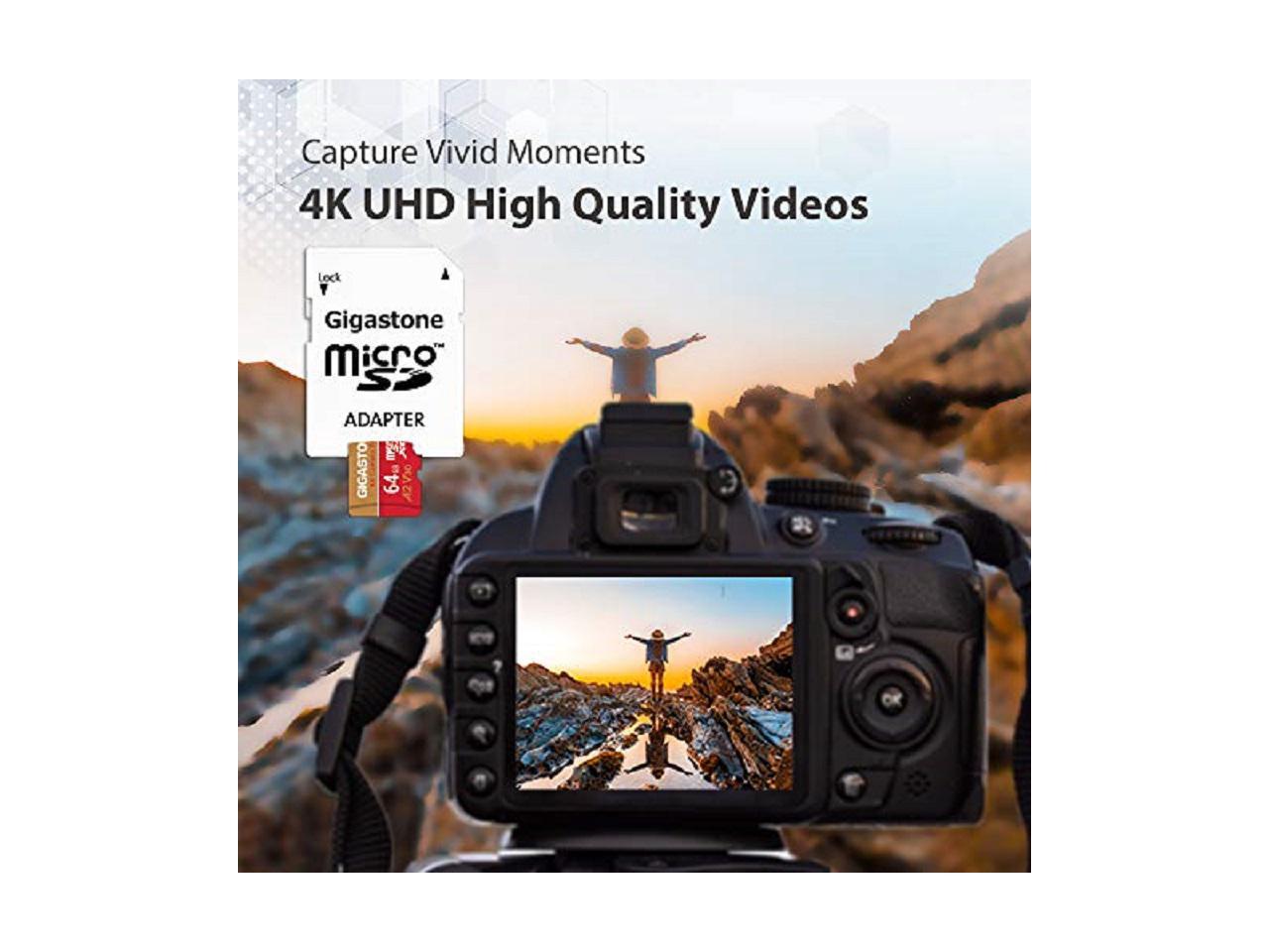 [5Yrs Free Data Recovery] Gigastone 64GB Micro SD Card, 4K Camera Pro