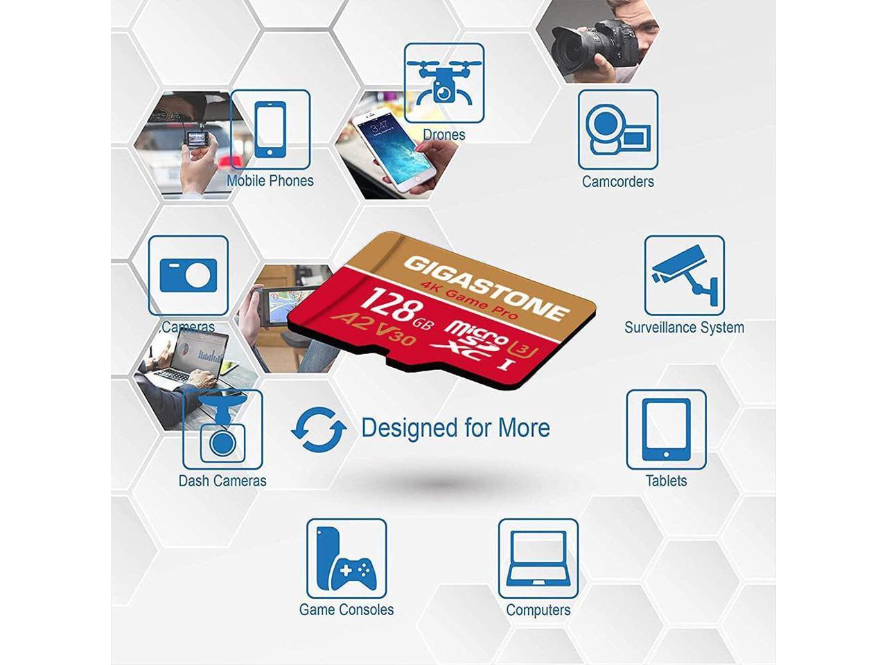 [5Yrs Free Data Recovery] Gigastone 128GB Micro SD Card, Game Pro, MicroSDXC Memory Card for