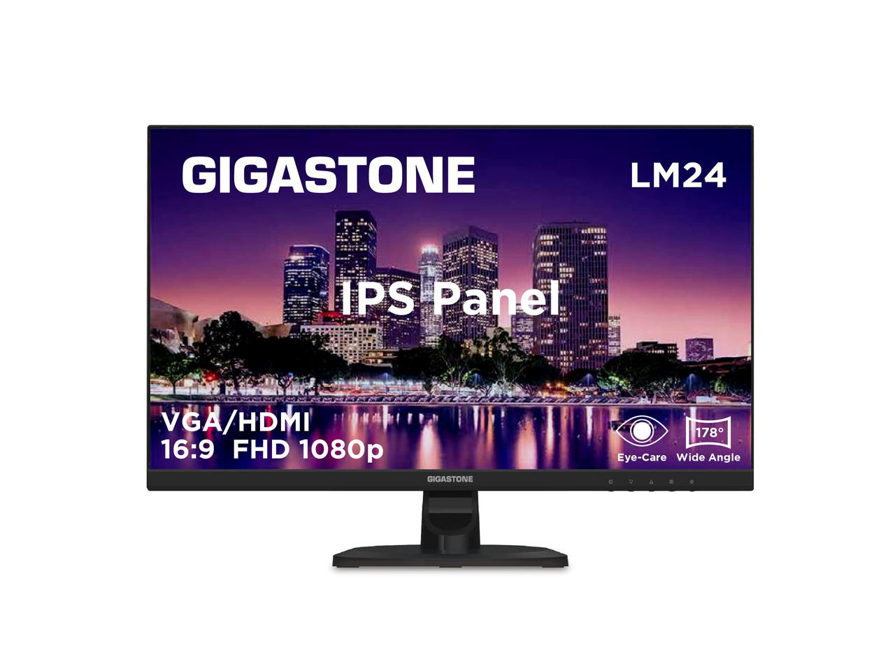 Gigastone 24 inch IPS Gaming LED Monitor 75Hz FHD 1920 x 1080, 1080P 178° Wide View Frameless Computer Monitor 5ms, Built-in Speakers, Eye Care Technology, Ergonomic Tilt VESA Mount, HDMI VGA