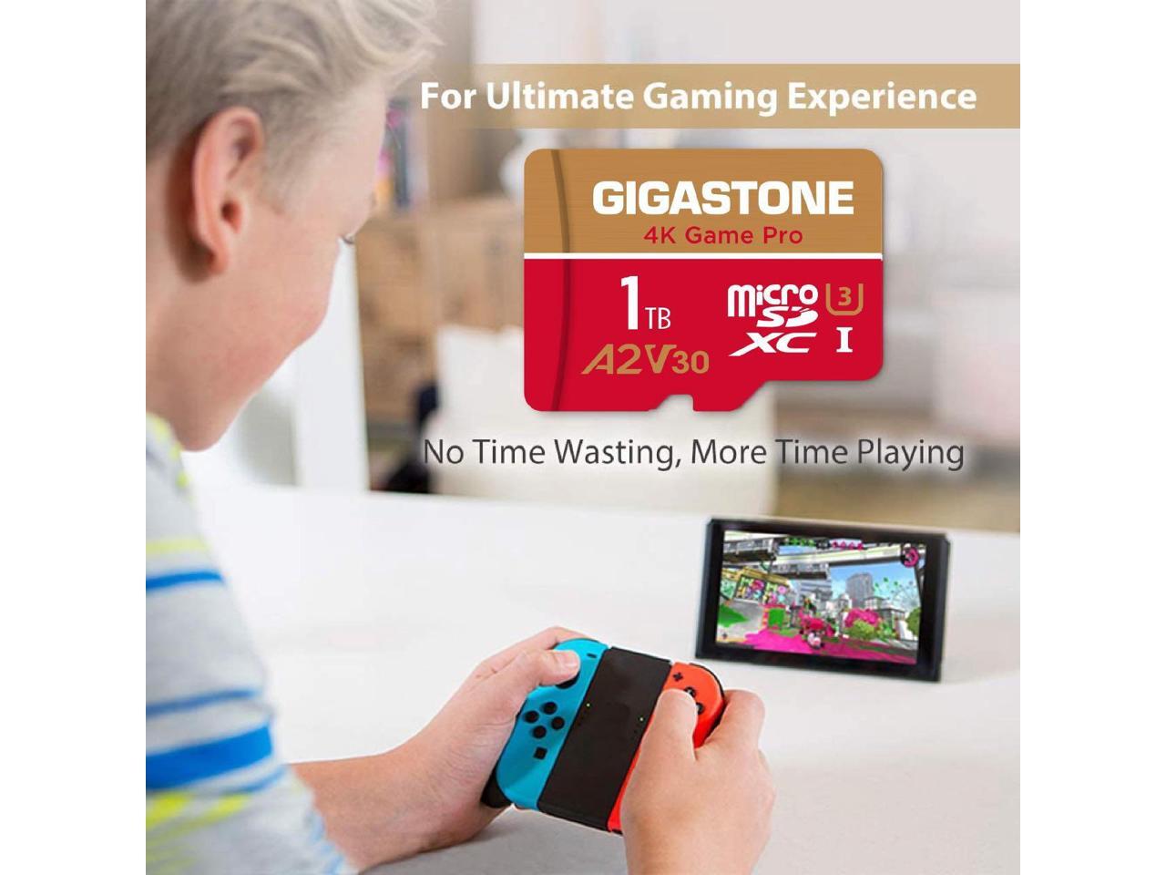 [5Yrs Free Data Recovery] GIGASTONE 1TB Micro SD Card, 4K Game Pro, MicroSDXC Memory Card for