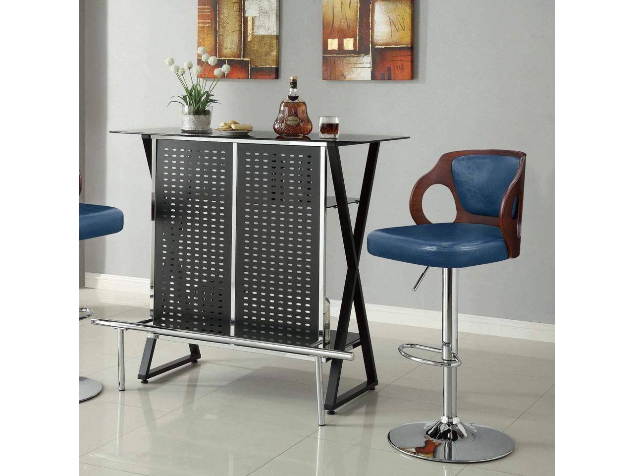 Homall Bar Stools Walnut Bentwood Adjustable Height Leather Modern Barstools with Back Vinyl