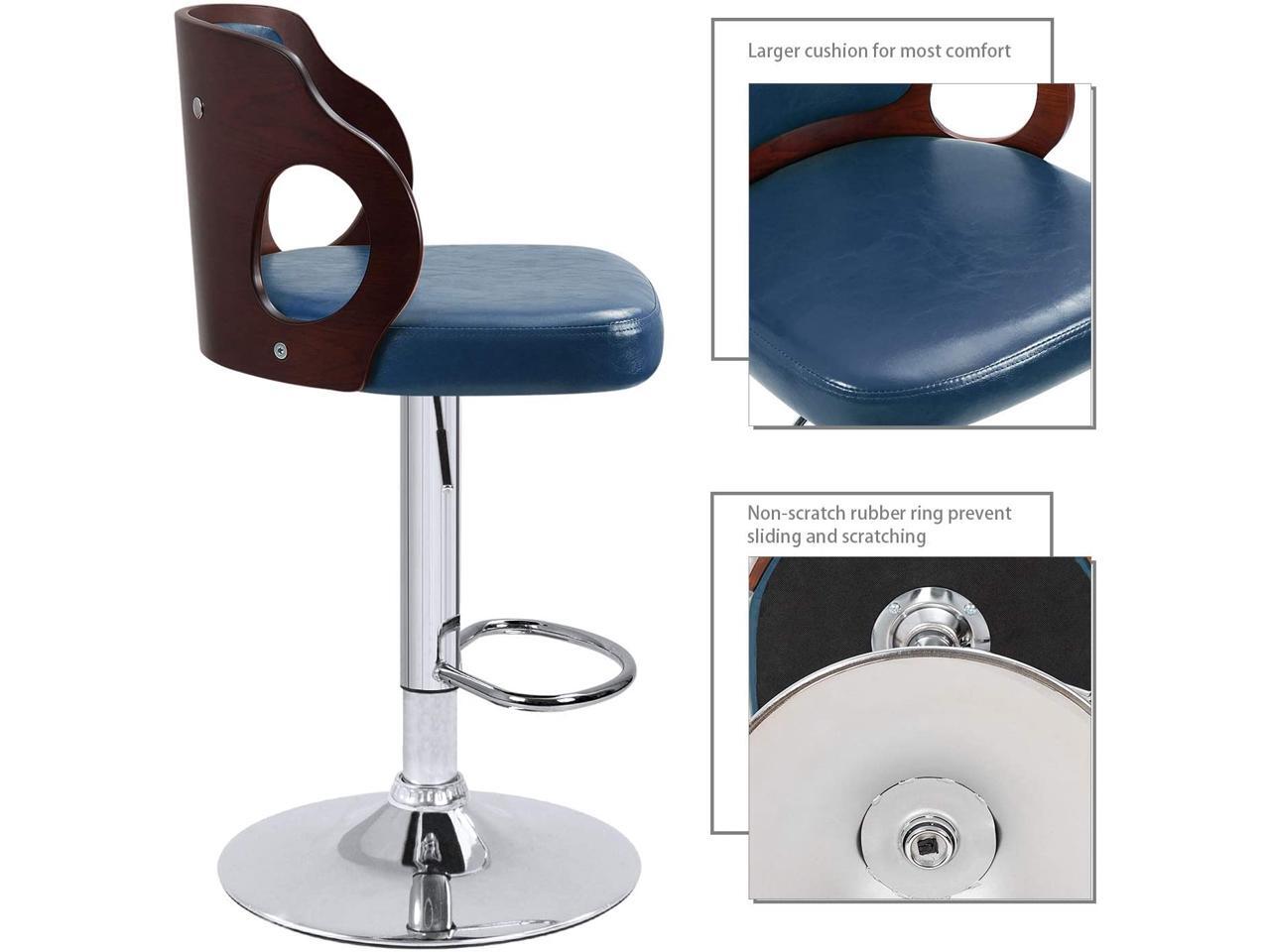 Homall Bar Stools Walnut Bentwood Adjustable Height Leather Modern Barstools with Back Vinyl