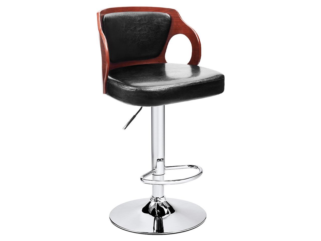Flash Furniture Walnut Bentwood Adjustable Height Bar Stool w/ Black Vinyl Seat 