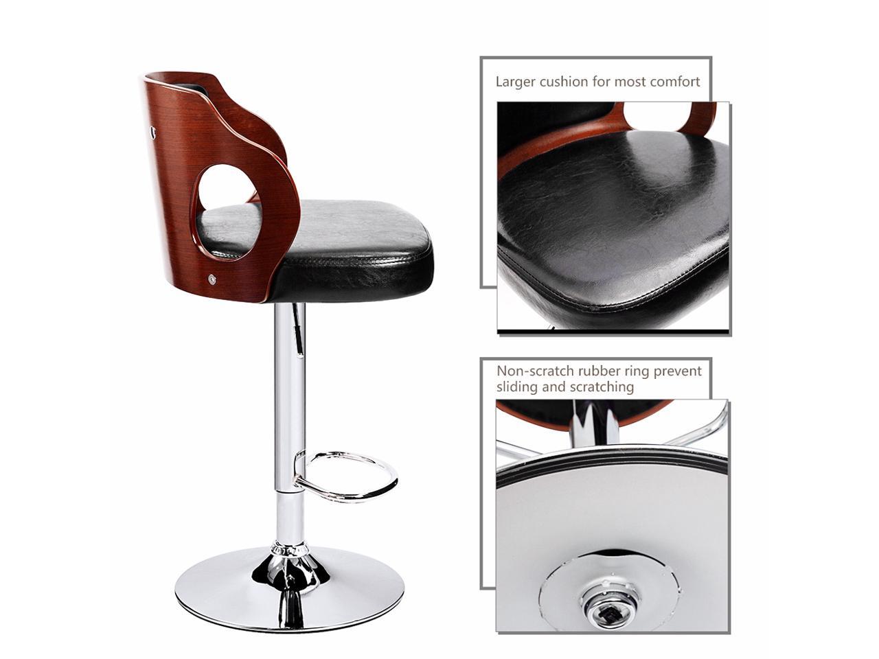 Homall Bar Stools Walnut Bentwood Adjustable Height Leather Modern