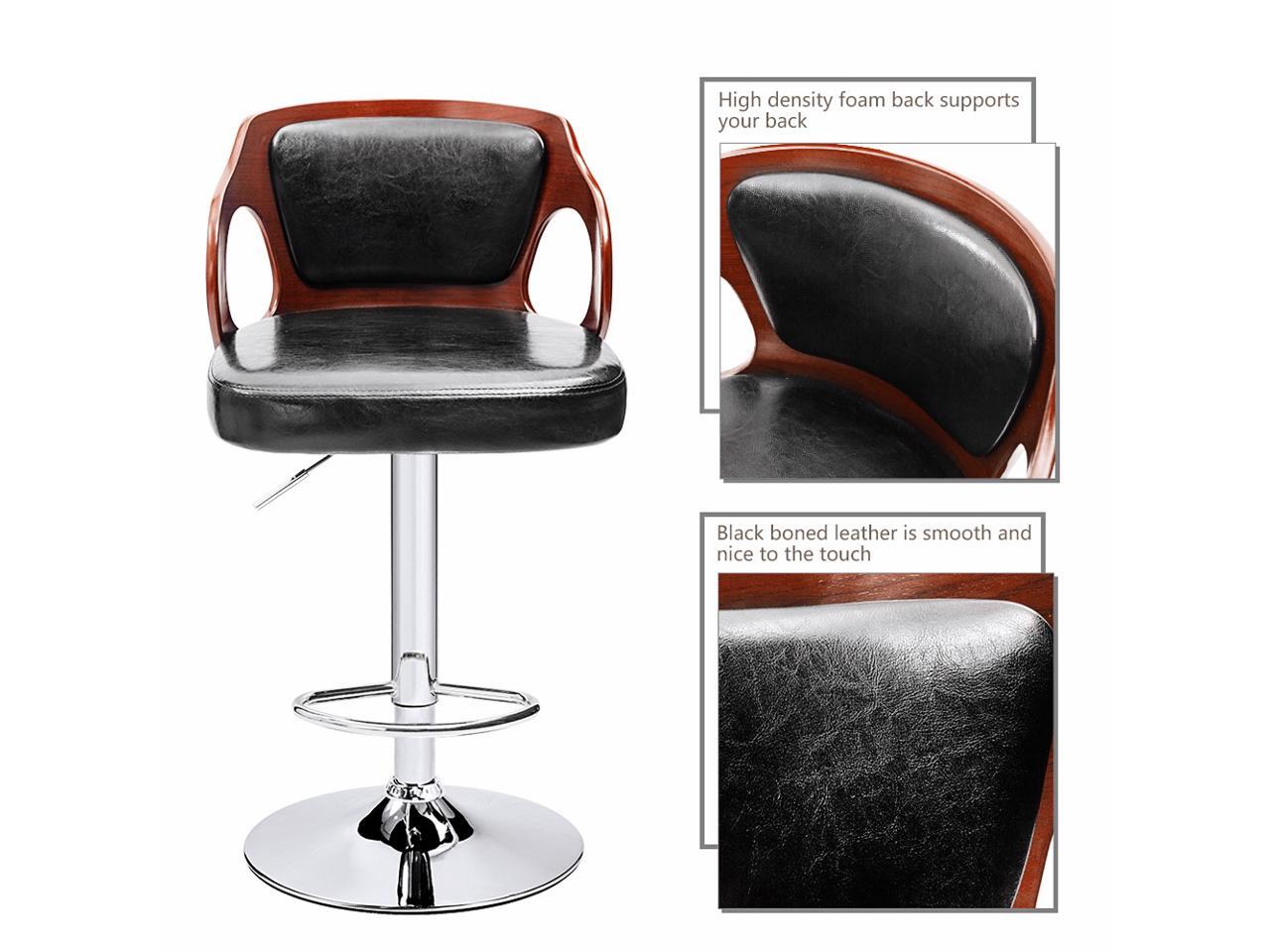 Homall Bar Stools Walnut Bentwood Adjustable Height Leather Modern Barstools with Back Vinyl
