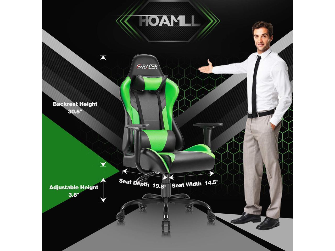 Homall Office Gaming Chair Carbon PU Leather Reclining Black Racing