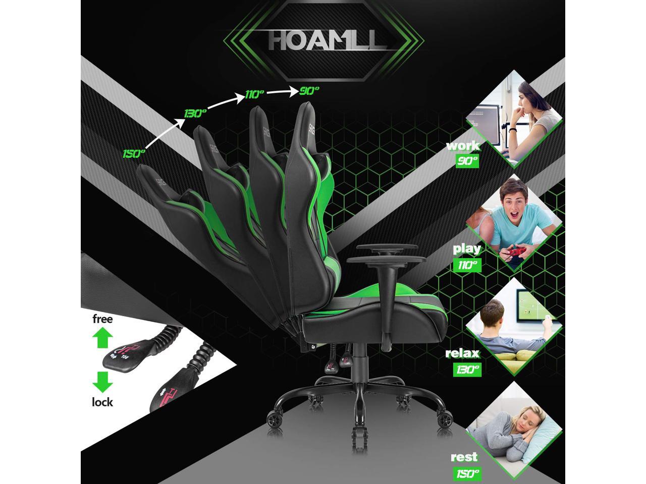 Homall Office Gaming Chair Carbon PU Leather Reclining Black Racing