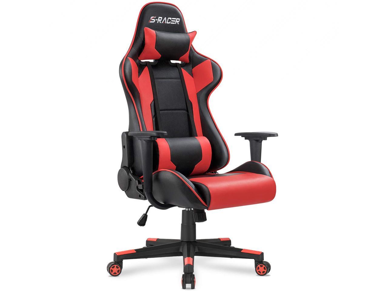 Homall Gaming Chair Office Chair High Back Computer Chair Pu Leather Desk Chair Racing Executive Ergonomic Swivel Task Chair Seat Height Adjustable With Headrest And Lumbar Support Red Newegg Com