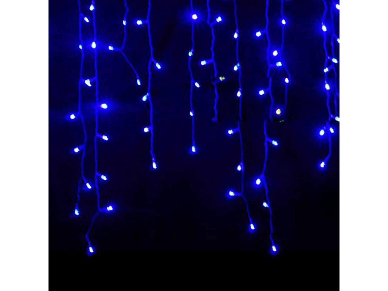 Blue Lights LED Christmas Curtain Icicle String Lamp In/Outdoor Light Waterproof 