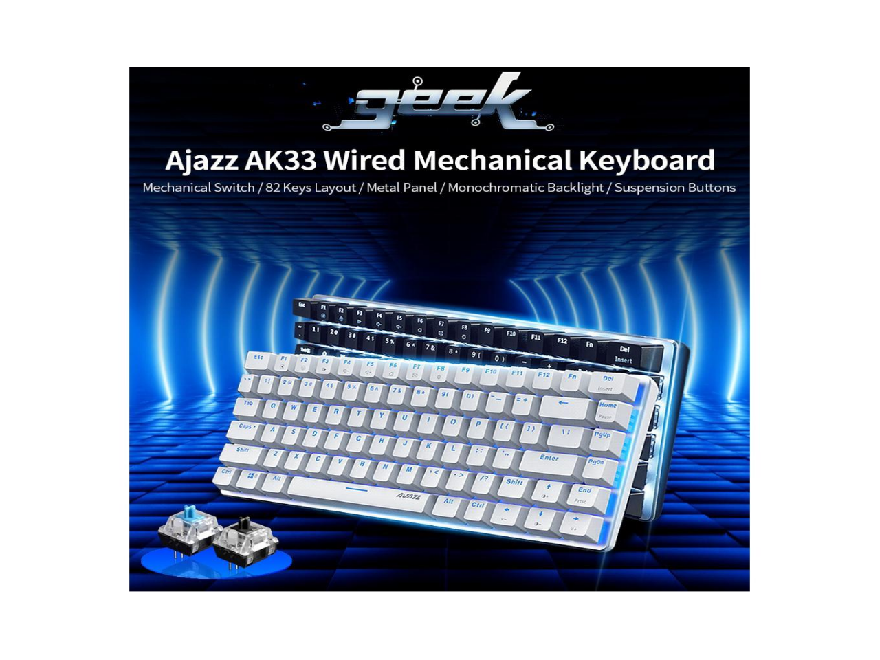 UrChoiceLtd® Ajazz Geek AK33 Backlit Usb Wired Gaming Mechanical ...