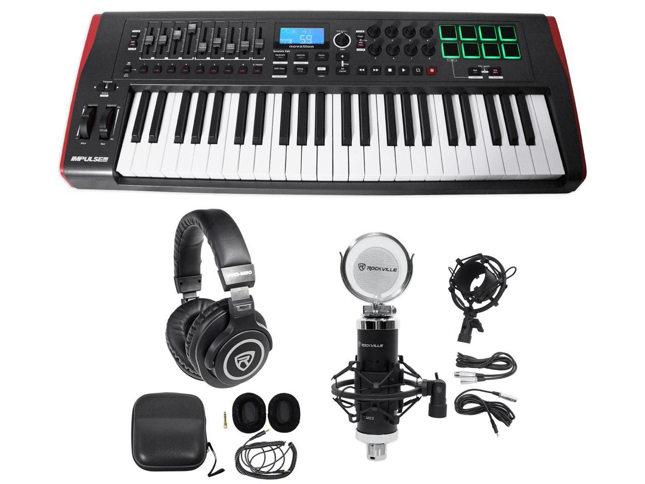 Novation IMPULSE 49-Key Ableton Live MIDI USB Keyboard Controller+Headphones+Mic 