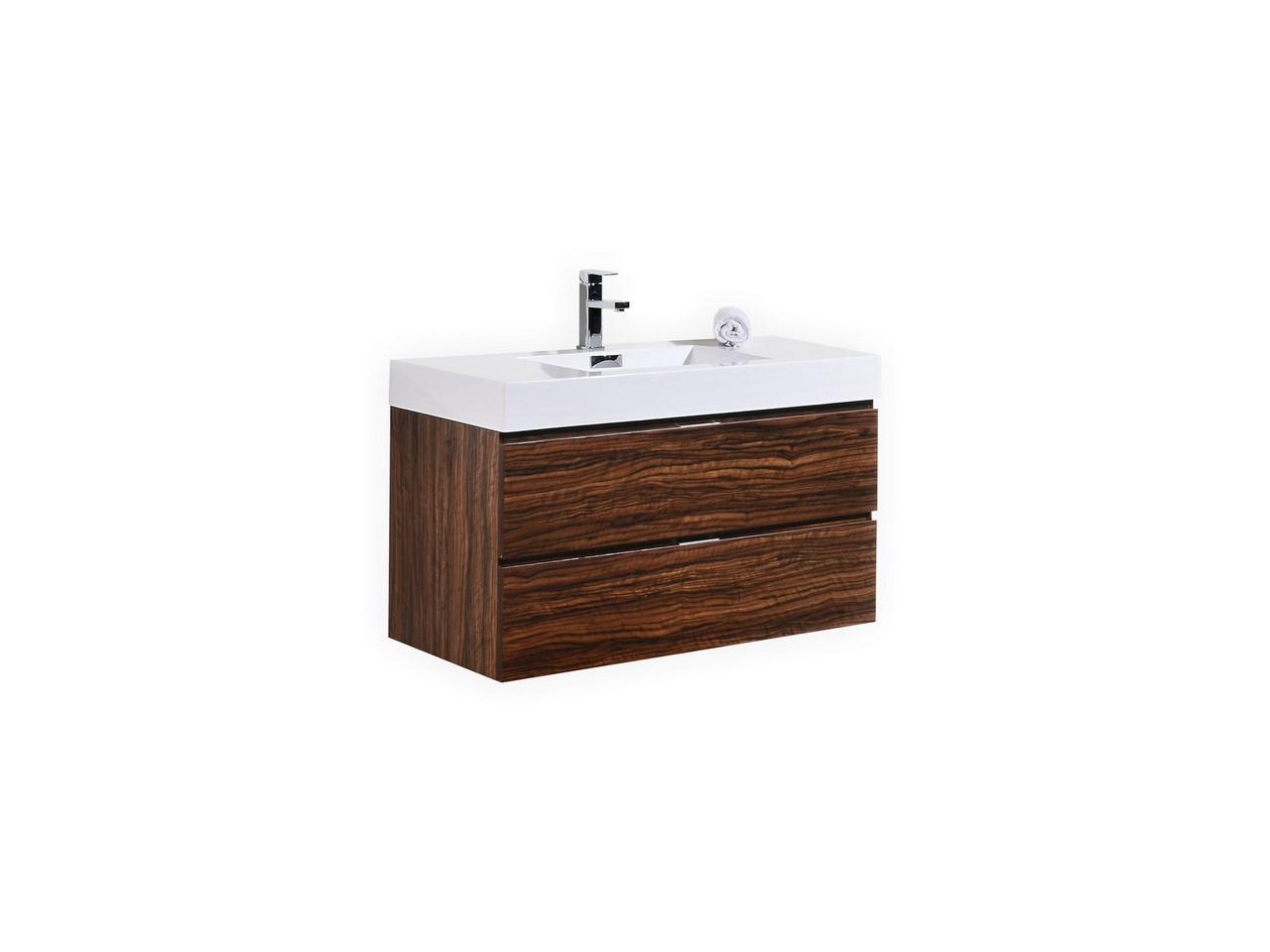 Enova Home 40 Inch Walnut Wall Mount Modern Bathroom Vanity With Acrylic Top Neweggcom