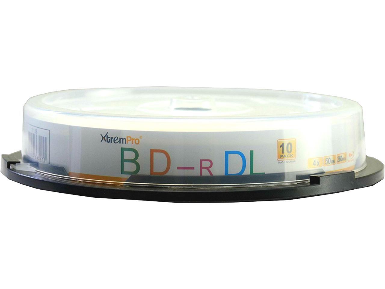 XtremPro BDR DL 4X 50GB 260Min Double Layer BluRay 10 Pack Blank