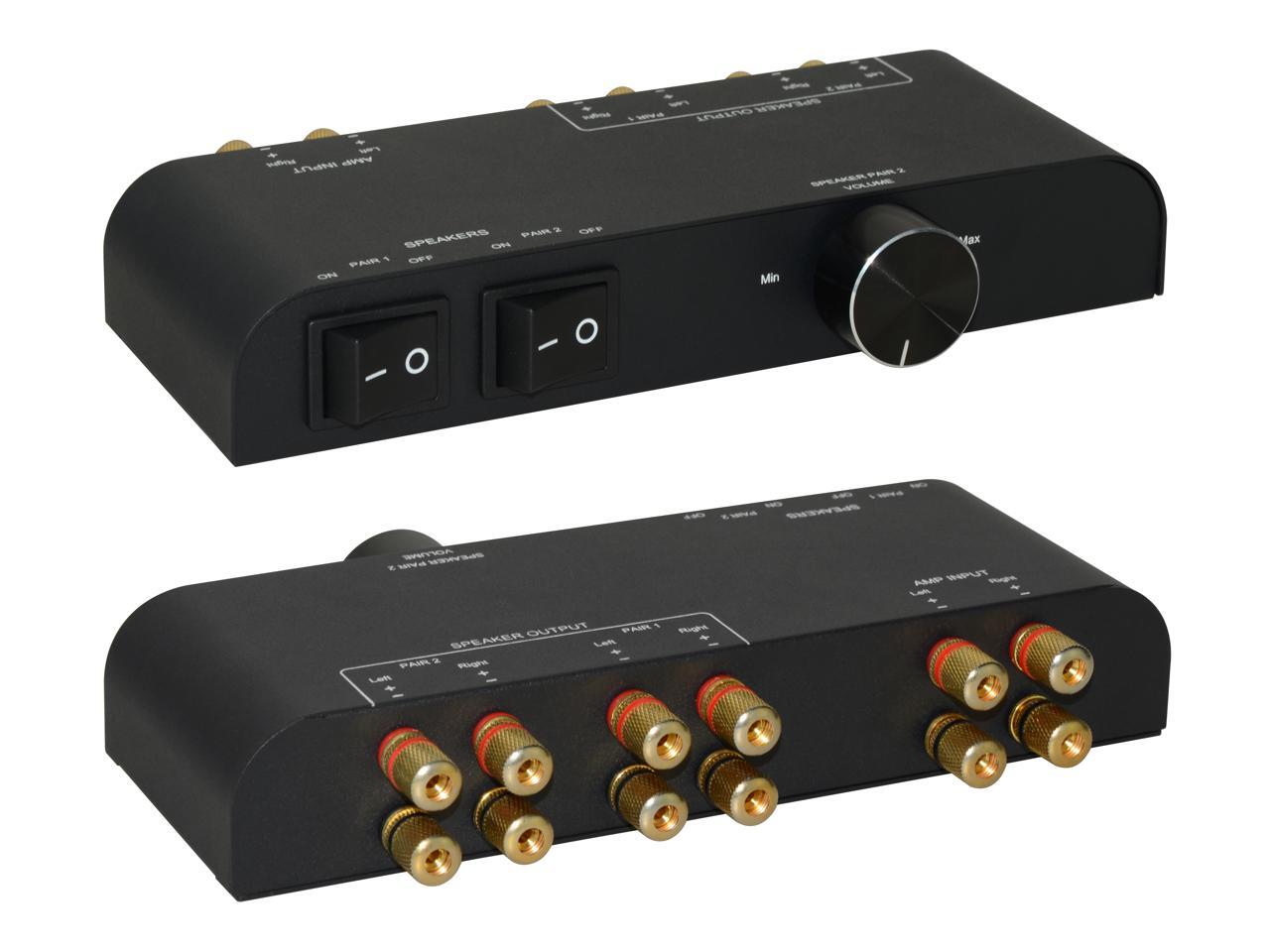 Xtrempro 61049 2 or 4 Way Speaker Switch 1 x 2 Way 1 in 2 Out or 1 in 4 Out Way Pair Stereo Speaker Selector W//Screw Type Connections Metal Non-Slip Box Black