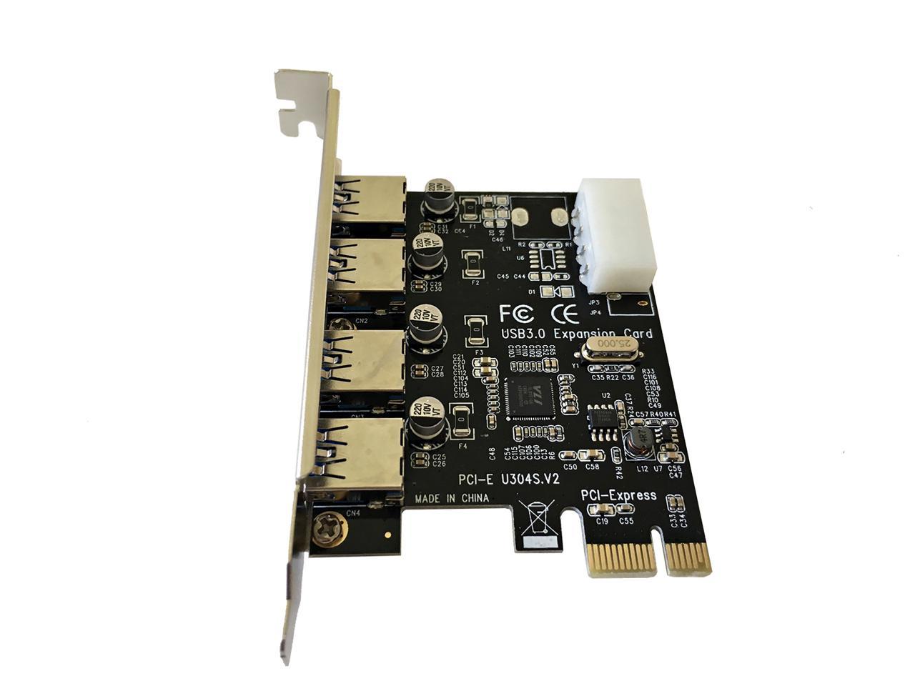 AYA 4-Port USB 3.0 SuperSpeed PCI Express Expansion (PCIE) Card up to ...