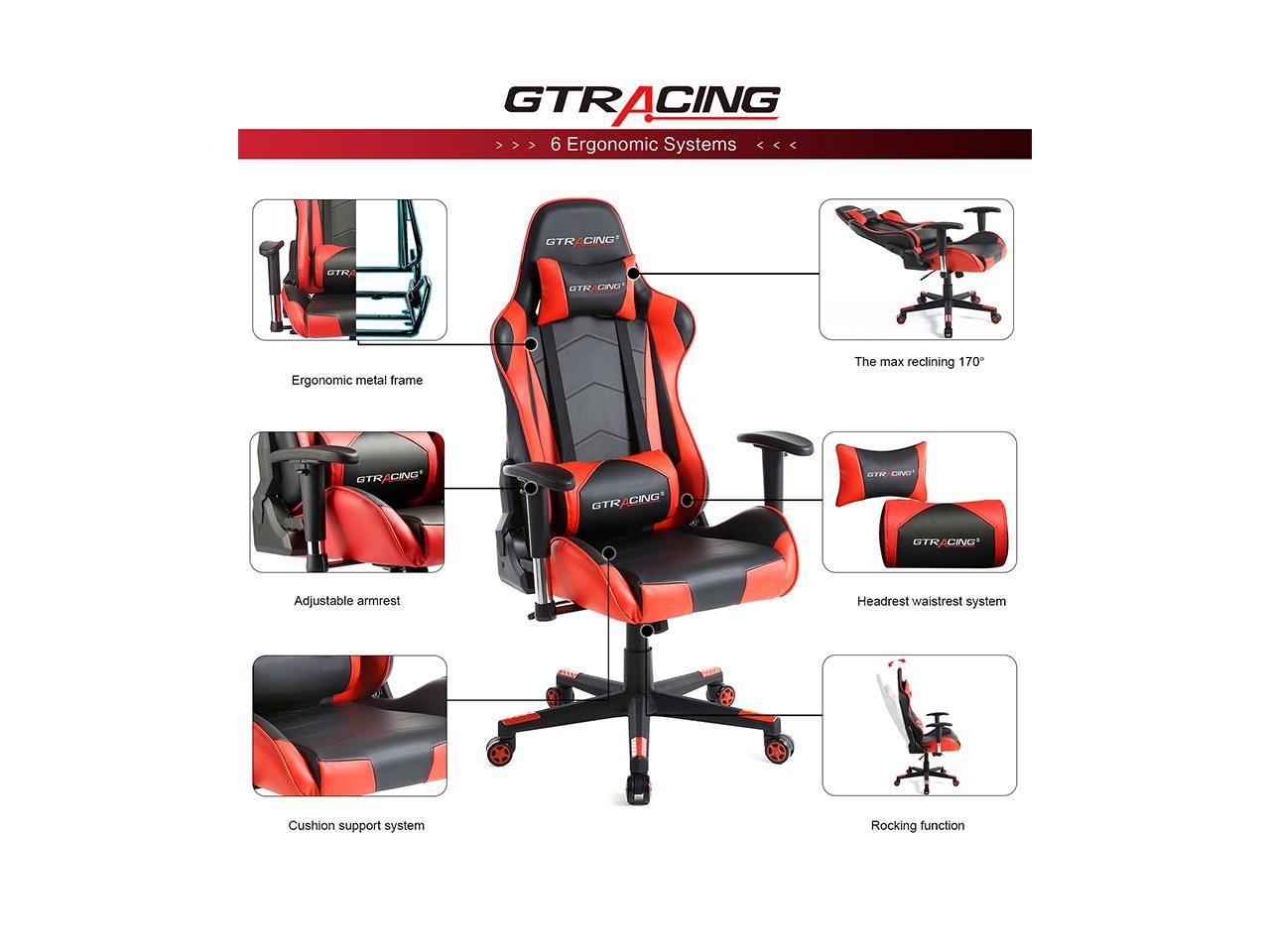 GTRACING Ergonomic Gaming Chair Height Adjustment Recliner Swivel Chair GT099 