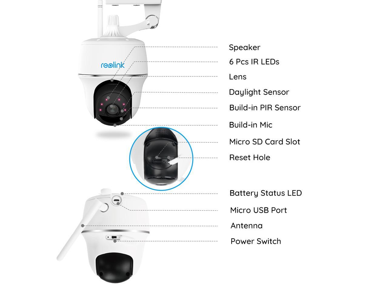 Reolink Pan Tilt Outdoor Security Camera Rechargeable Battery Wireless 1080p WiFi IP Camera