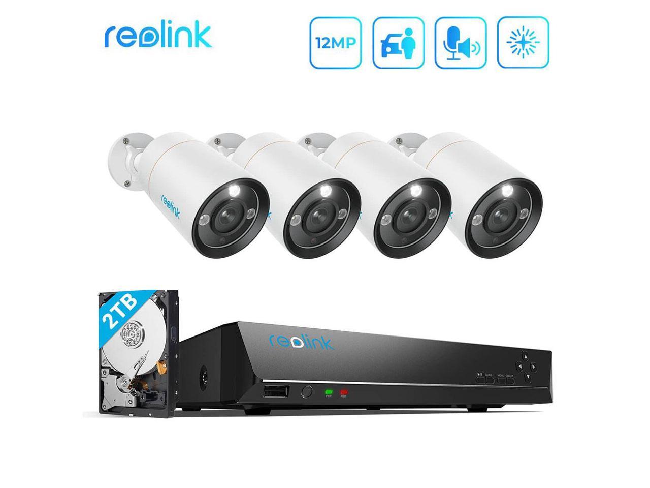 REOLINK 8CH 12MP PoE Security System, 4pcs H.265 12MP Bullet Cameras ...