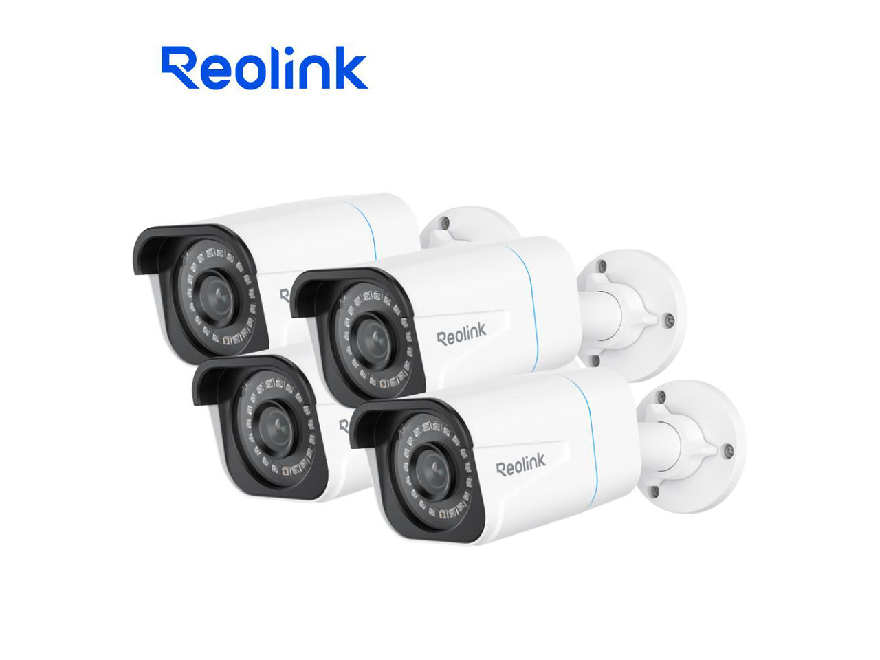 REOLINK 4pcs RLC-810A 4K Security Camera Outdoor, 8MP IP PoE Camera with Human/Vehicle Detection, 100Ft IR Night Vision, Work with Smart Home, Time lapse, Up to 256GB SD Card,4 Pack