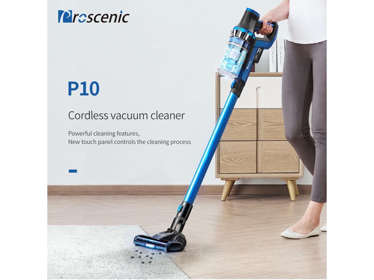 Proscenic P10 Ultra Cordless Vacuum Cleaner, 25KPa Suction, 600ml Dustbin, 5-Stage Filtration System, 2200mAh Detachable Battery, Up to 45 Mins Runtime, Flexible Floor Brush, LED Headlights