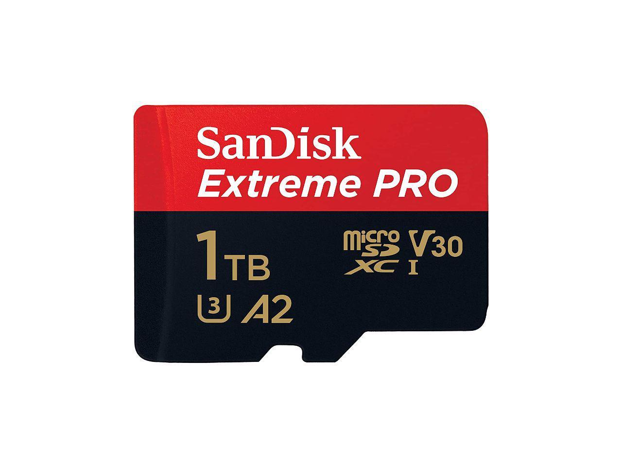 SanDisk Extreme Pro - Flash memory card - 1TB - A2 / Video Class V30 /  UHS-I U3 / Class10 - microSDXC UHS-I SDSQXCZ-1T00