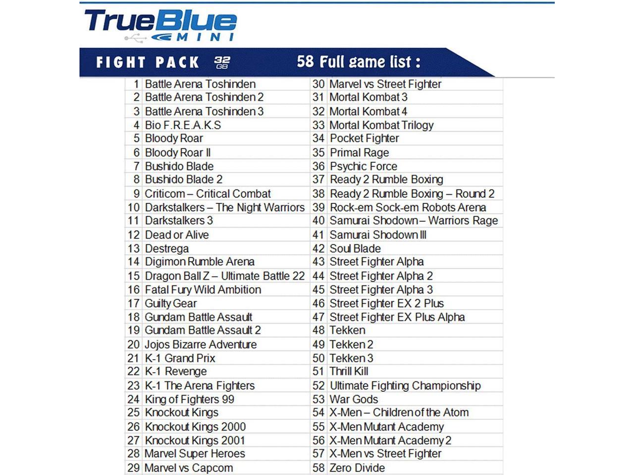 True Blue Mini - Fight Pack ( 32 GB ) 58 of the best PS1 fighting games  included