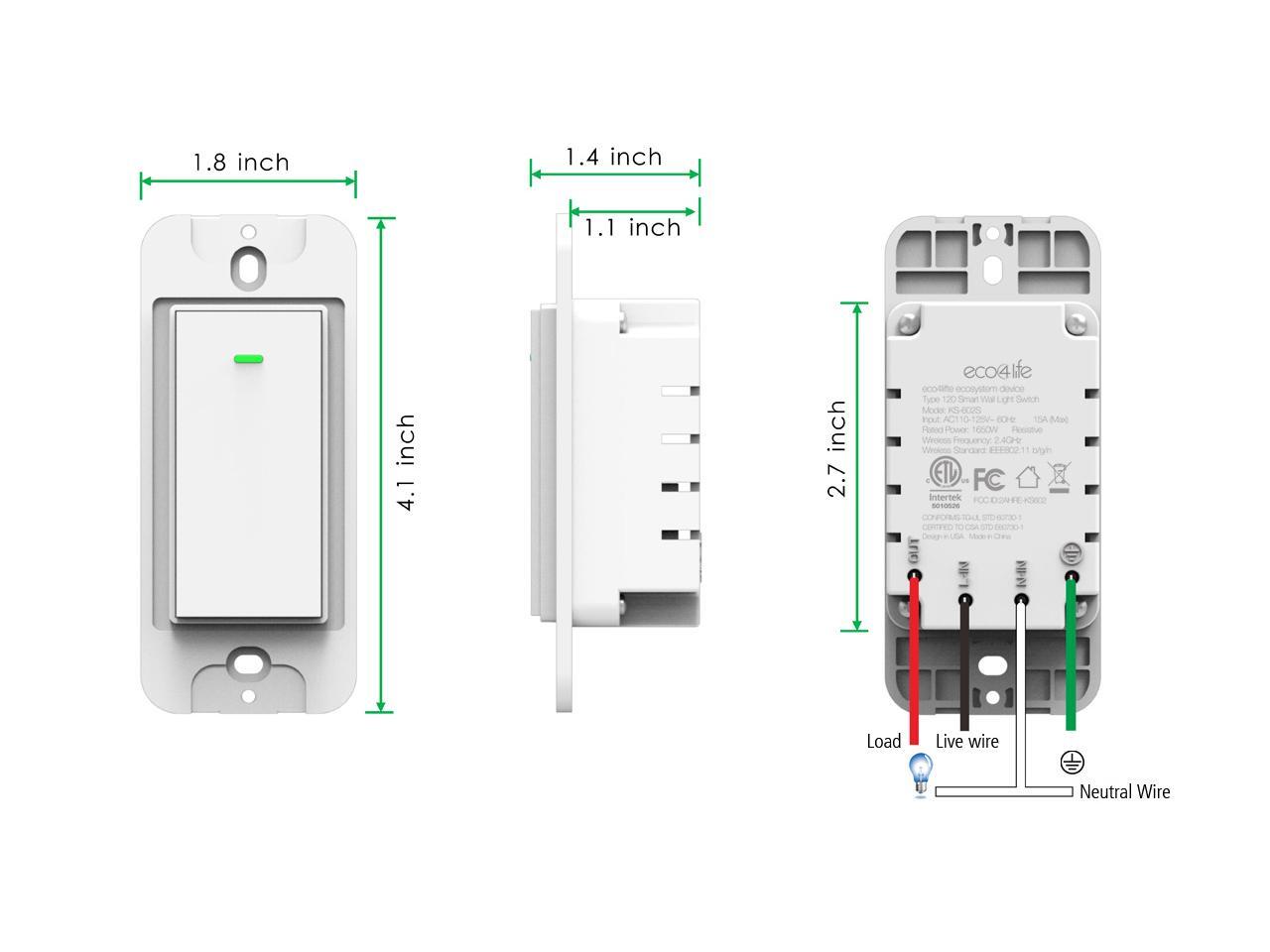 eco4life by Sonicgrace WiFi Smart Wall Switch. Simple and Easy Wire