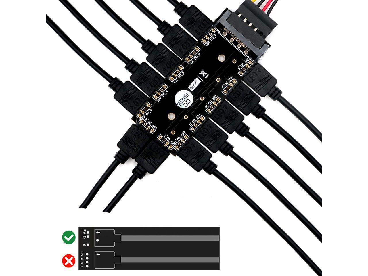 12way 5V RGB LED Splitter Hub With PMMA Case And Magnetic Standoff For ...